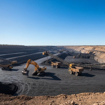 Gold mining operation in Australia with heavy machinery