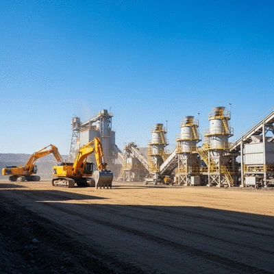 Modern gold mining operation with advanced machinery under a clear sky