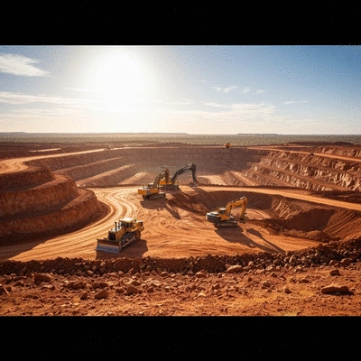 Panoramic view of an open-pit gold mine in Western Australia