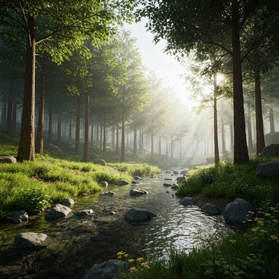 Modern water treatment facility at a gold mine, with clear water being processed, and distant gold mining equipment, clean image, no text