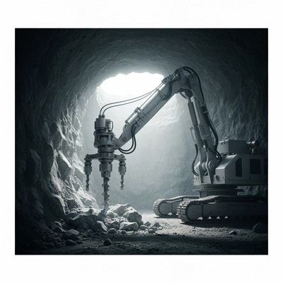 Automated mining robot arm drilling in a controlled environment